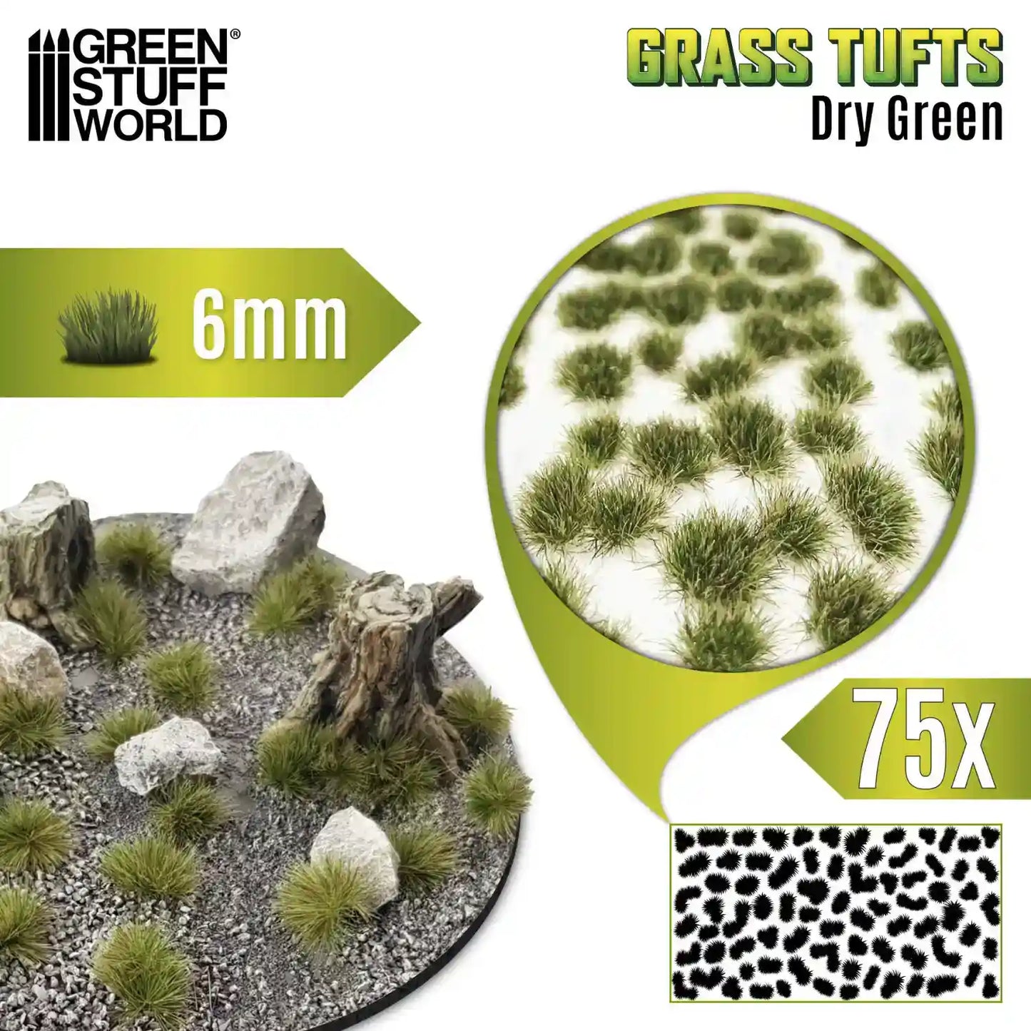 Grasbüschel - Tuft 6 mm - Getrocknet Grün